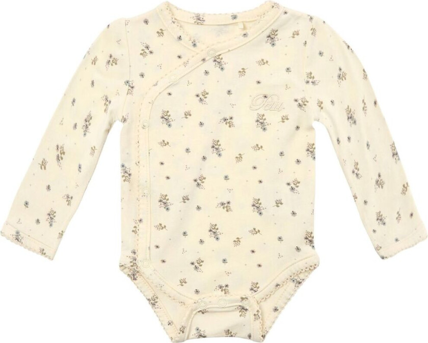 Petit By Sofie Schnoor Omslagsbody L/æ - Antique White m. Blomst - Sofie Schnoor - 62 - Langermet Body