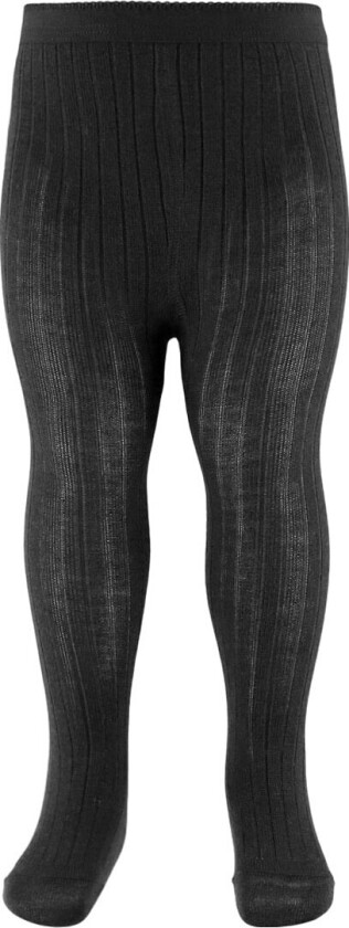 Strømpebukser - Ull - Rib - Svart - - 160 - Strømpebukser