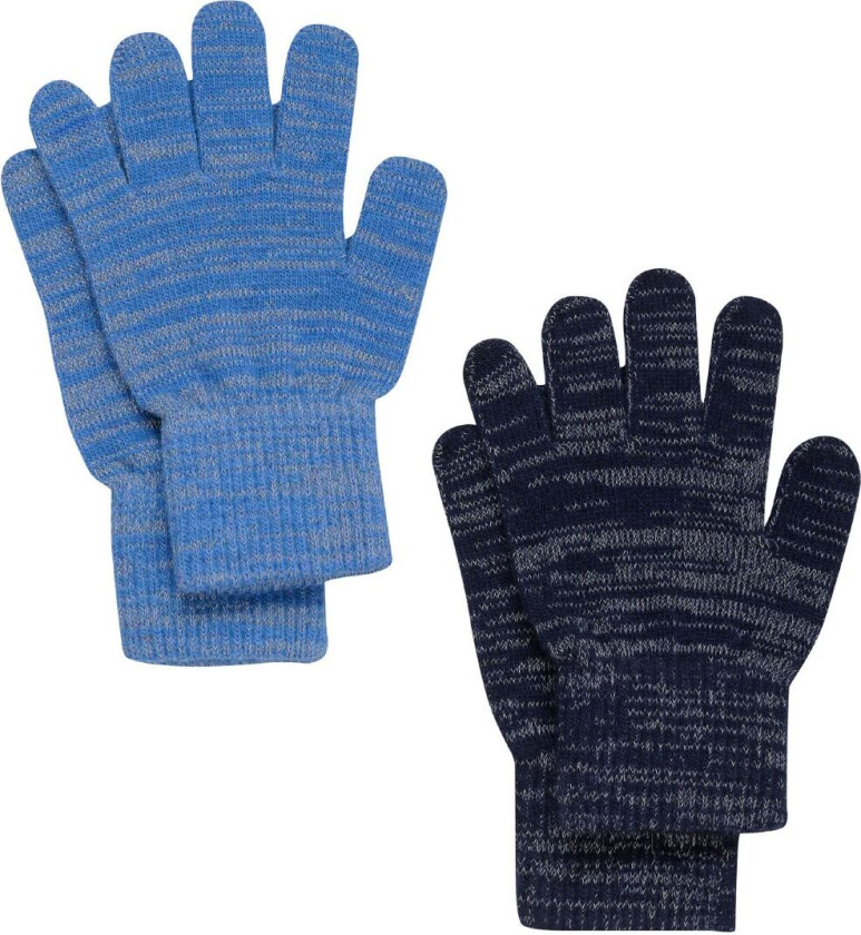 Hansker - Ull/Polyester stoff - 2-pack - Bright Cobalt m. - - 7-12 år (122-152) - Handsker