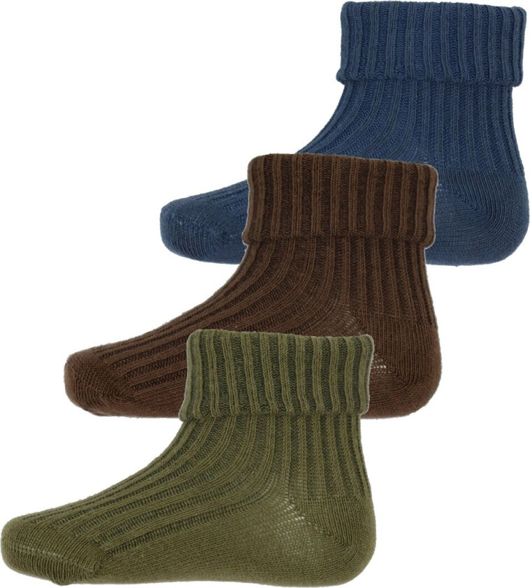 Sokker - 3-pack - Dark Olive - - 19/22 - Sokker