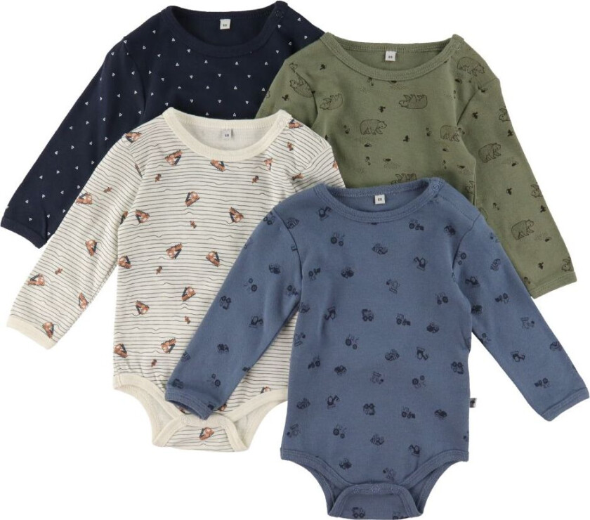 Bodyer I/e - 4-pack - Deep Lichen Green - - 3 år (98) - Langermet Body
