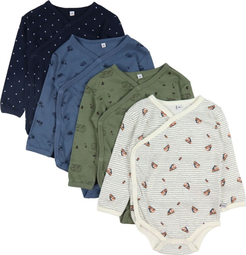 Slå-Om Bodyer I/e - 4-pack - Deep Lichen Green - - 1 år (80) - Langermet Body