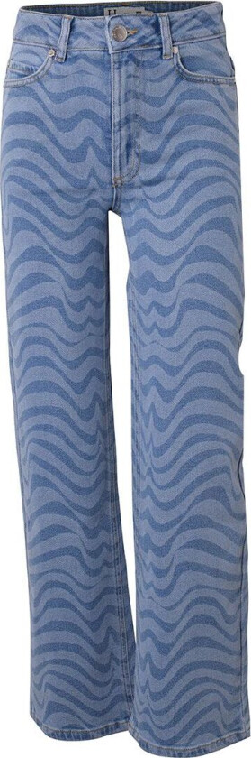 Jeans - Bred m/Trykk - Blue Denim - - 8 år (128) - Jeans