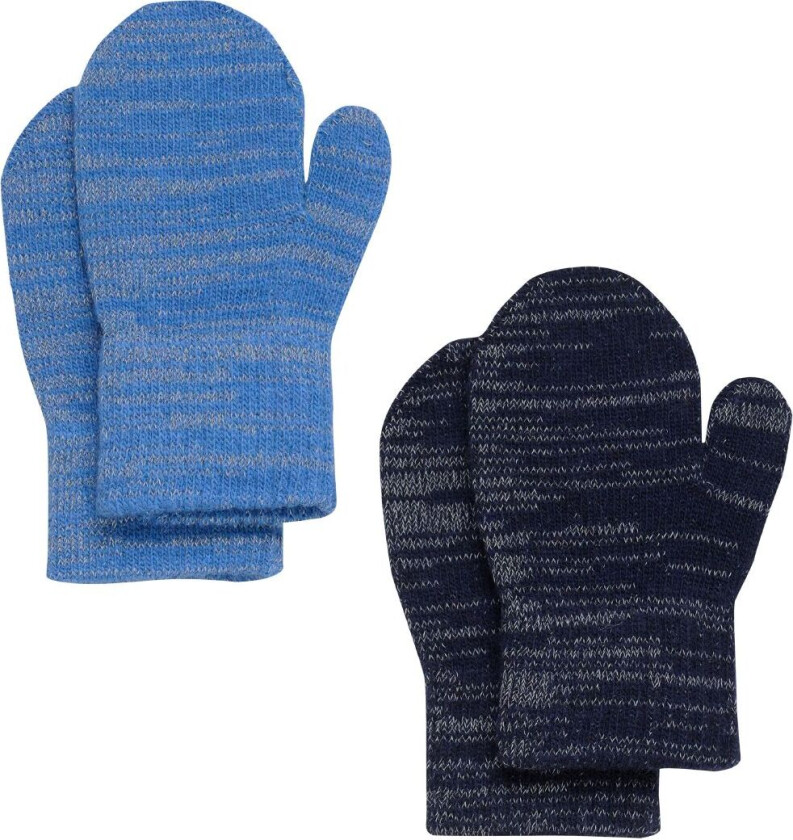 Votter - Ull/Polyester stoff - 2-pack - Bright Cobalt m. - - 1-2 år (80-92) - Votter