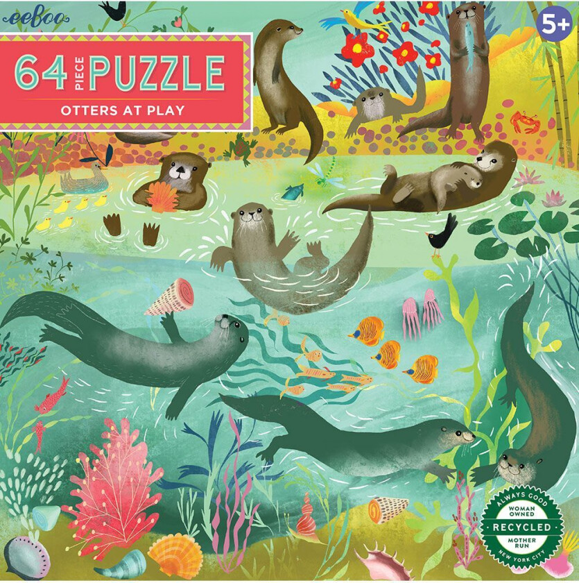 Puslespill - 64 Brikker - Oterfamilien - - OneSize - Puslespill