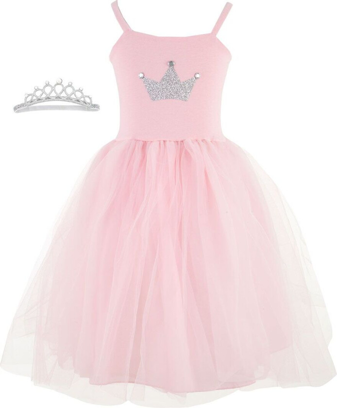 Kostymer - Prinsessekjole m. Tiara - Pretty P - - 5-6 år (110-116) - Kostymer