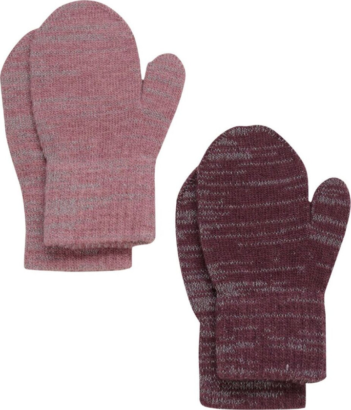 Votter - Ull/Polyester stoff - 2-pack - Rose Brown m. Ref - - 3-6 år - Votter