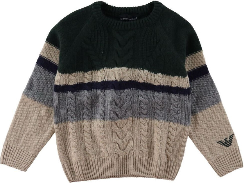 Genser - Viskose/Ull - Grønn/Beige - - 7 år (122) - Genser