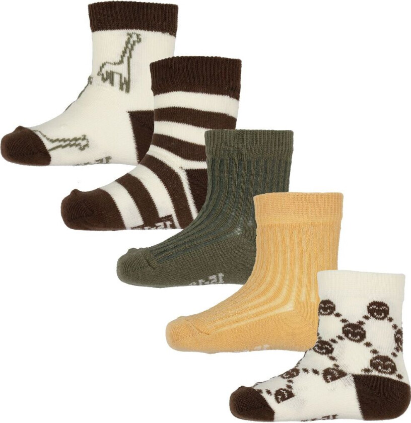 Sokker - 5-pack - Cocoa Brown m. Mønster - - 27/30 - Sokker