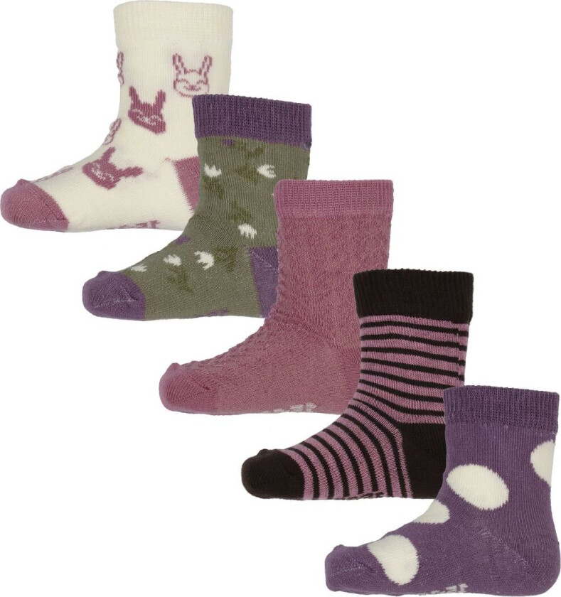 Sokker - 5-pack - Ochid Haze m. Mønster - - 15/18 - Sokker