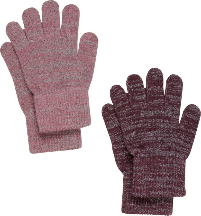 Hansker - Ull/Polyester stoff - 2-pack - Rose Brown m. Re - - 1-2 år (80-92) - Handsker
