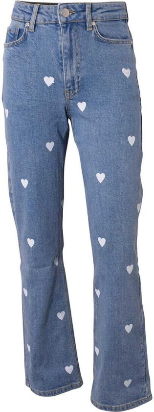 Jeans - Heart Trykt Denim - Blå - - 12 år (152) - Jeans