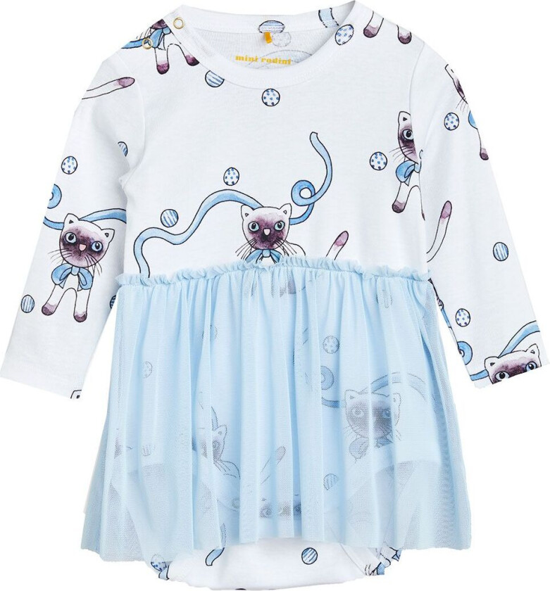 Kjolebody L/æ - Tulle Skjørt- Siamesisk AOP - Lysebl - - 56 - Langermet Body