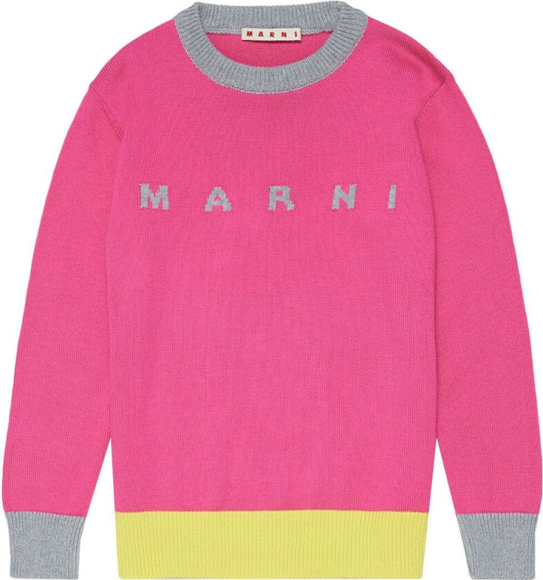 Genser - Strikk - Rosa m. Grå Melert/Gul - - 10 år (140) - Genser