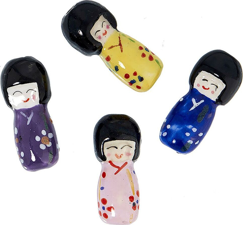 Perler - 4 stk. - 3,0x1,4 cm - Happy Damer - - OneSize - Perler