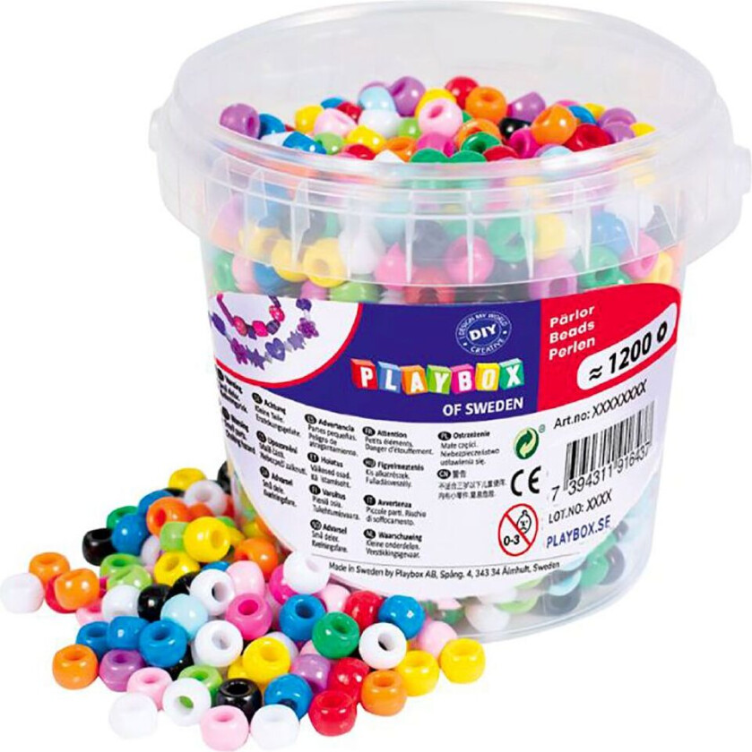 Perler - Kongoperler I Bøtte - 1200 stk. - - OneSize - Perler
