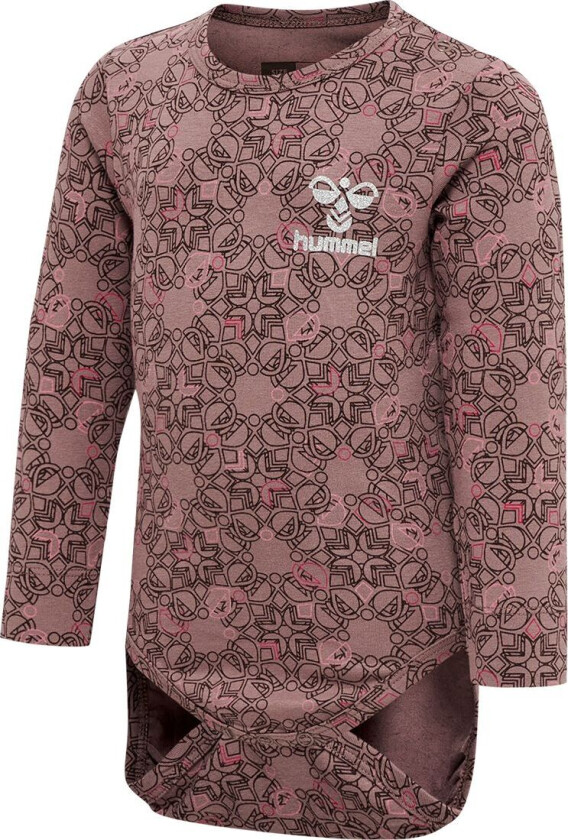 Body L/æ - hmlFia - Deep Taupe m. Sølvglitter - - 56 - Langermet Body