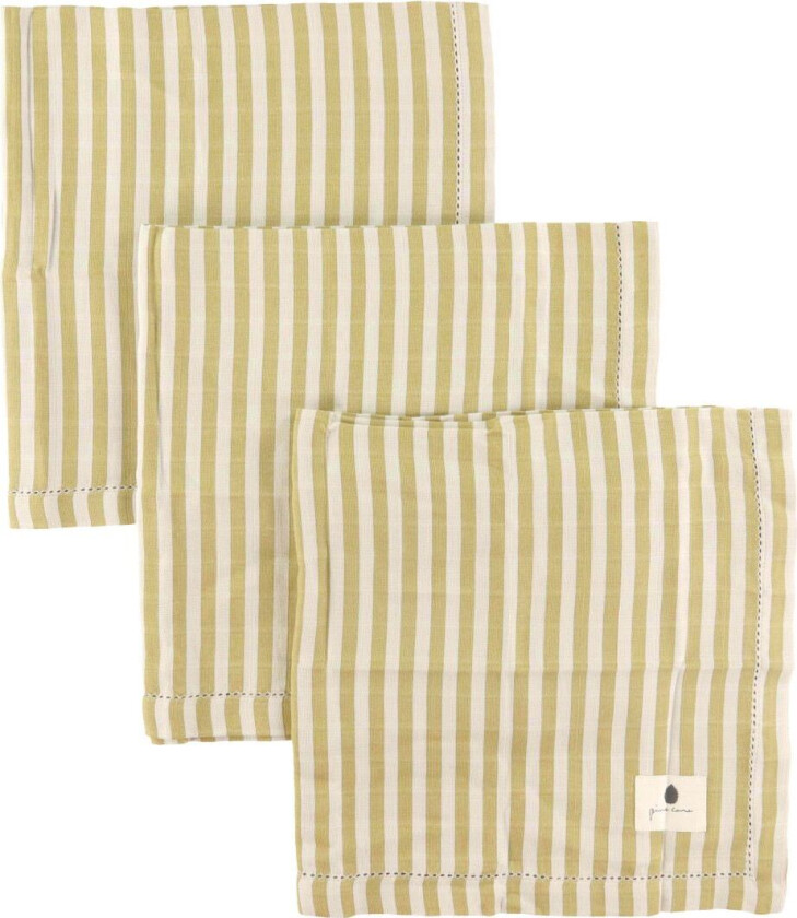 Gulpeklut - 3-pack - 70x70 cm - Edith - Mustard Stripe - - OneSize - Gulpeklut