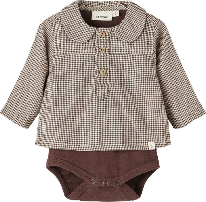 Lil' Atelier Skjorte L/æ - NbmRoss - Rocky Road - Lil Atelier - 56 - Langermet Body