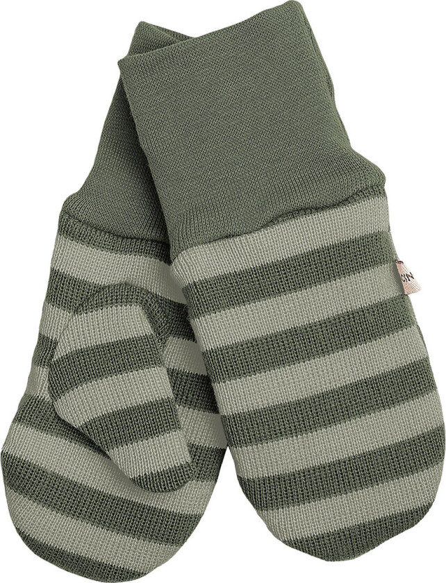 Votter - Ull/Bomull - Light Sjøgress m. Striper - - 2-4 år (92-104) - Votter