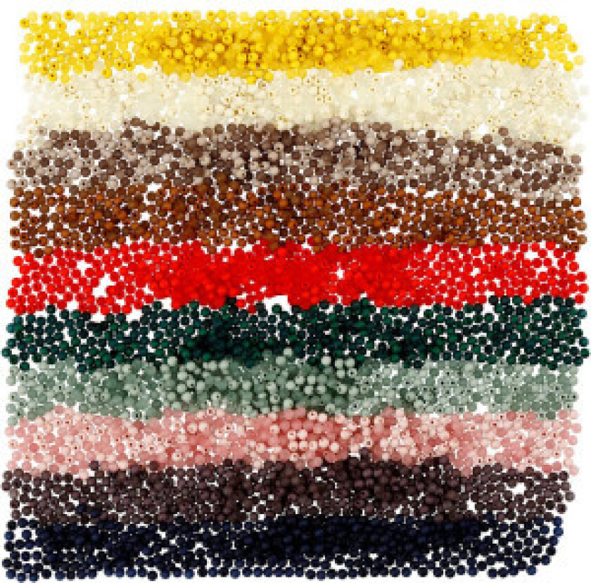 Plastperler, ass. farger, diam. 6 mm, hullstørrelse 1,5 mm, 8x40 g/ 1