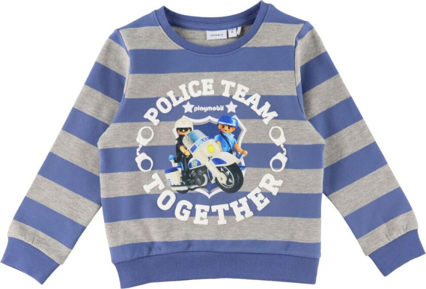 Collegegenser - NmmDes Playmobil - Bijou Blue/Grå Melert - - 2 år (92) - Collegegenser