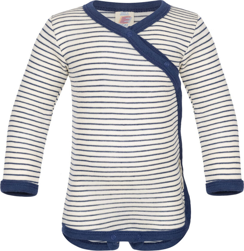 Omslagsbody L/æ - Ull/Silke - Natural/Navy Blue - - 62/68 - Langermet Body