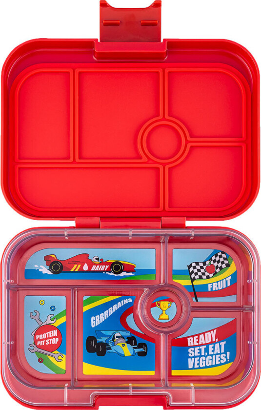 Matboks m. 6 Rum - Bento Original - Roar Rød - Race Cars - - OneSize - Matboks