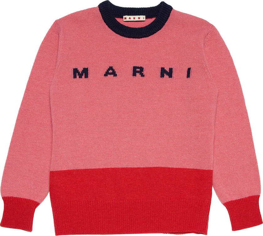 Genser - Ull - Korall/Rød m. Navy - - 6 år (116) - Genser