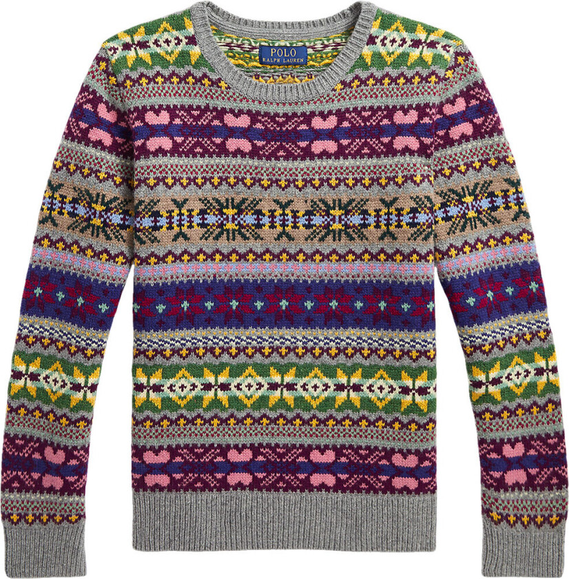 Genser - Ull - Flerfarget m. Mønster - - 8 år (128) - Genser