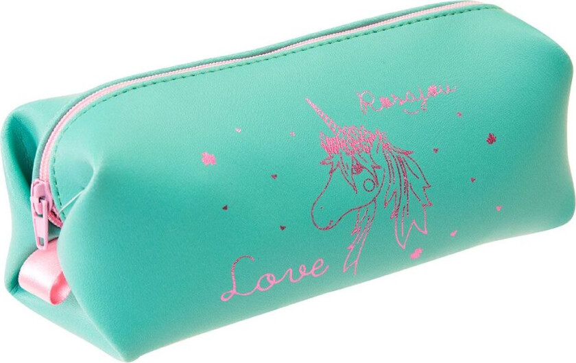 Sminkeveske - 19x9 cm - Grønn m. Enhjørning - - OneSize - Togskinner