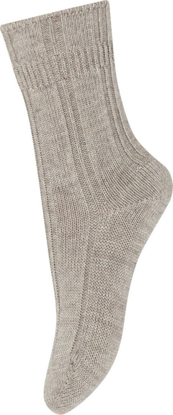 Sokker - Ull Strikk - Light Brown Melange - - 29/32 - Sokker
