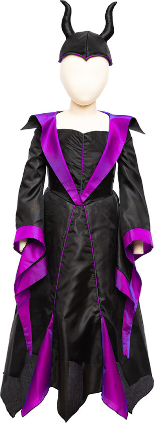 Kostymer - Skurk prinsessekjole m. Hatt - Svart - - 7-8 år (122-128) - Kostymer