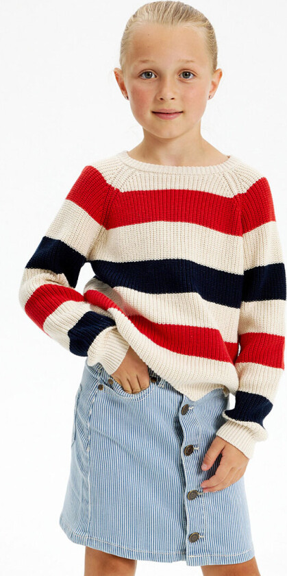 Genser - Strikk - TnOlly - White Swan Stripes - - 3-4 år (98-104) - Genser