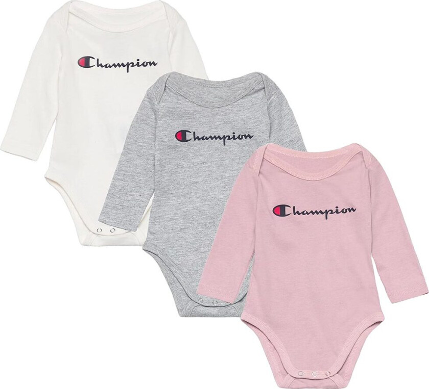 Body L/æ - 3-pack - Dusty Rose/Gråmelert/Hvit - - 56/62 - Langermet Body