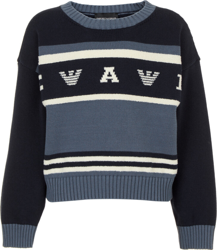 Genser - Strikk - Støvet Blå/Navy/Hvit - - 10 år (140) - Genser