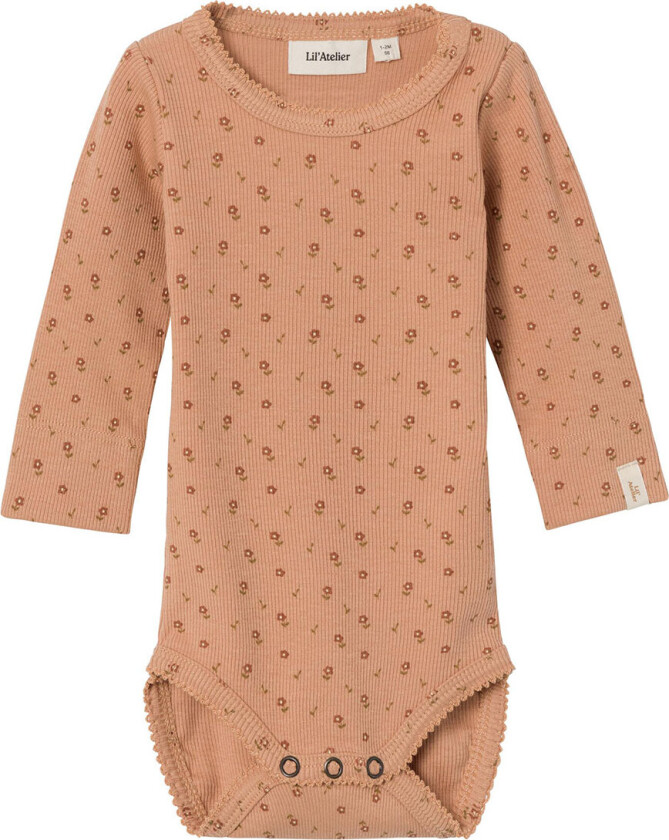Lil' Atelier Body L/æ - NbfGago - Noos - Nougat m. Blomster - Lil Atelier - 56 - Langermet Body