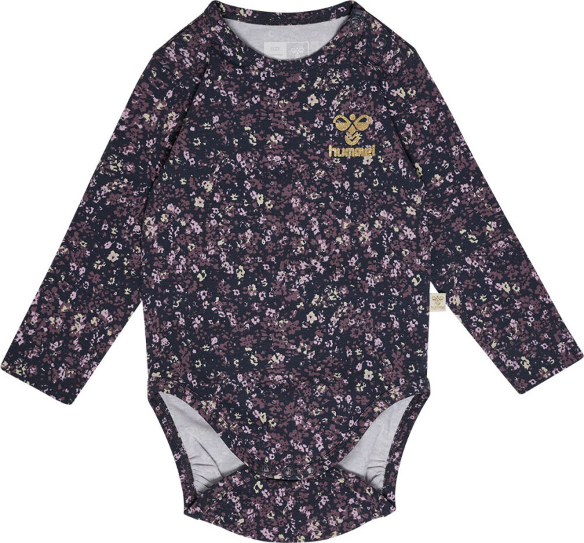 Body L/æ - hmlFloa - Ombre Blue/Lilla m. Blomster - - 3 år (98) - Langermet Body