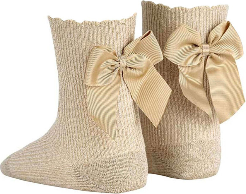 Knestrømper m. Sløyfe - Beige - - 32/35 - Sokker