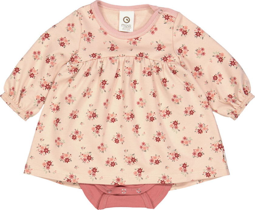 Kjolebody I/e - Dahlia - Rose Sugar m. Blomster - - 1 år (80) - Langermet Body