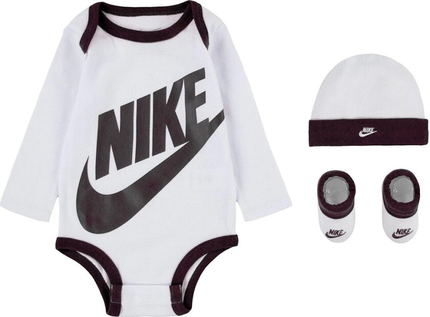 Gaveeske - Barnetøfler/Lue/Body L/æ - Futura - Hvit m. Svar - - 0-6 md - Langermet Body