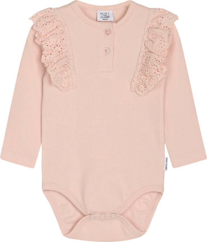 Body L/æ - Rib - Belize - Peach Dust m. Volanger - - 1 år (80) - Langermet Body