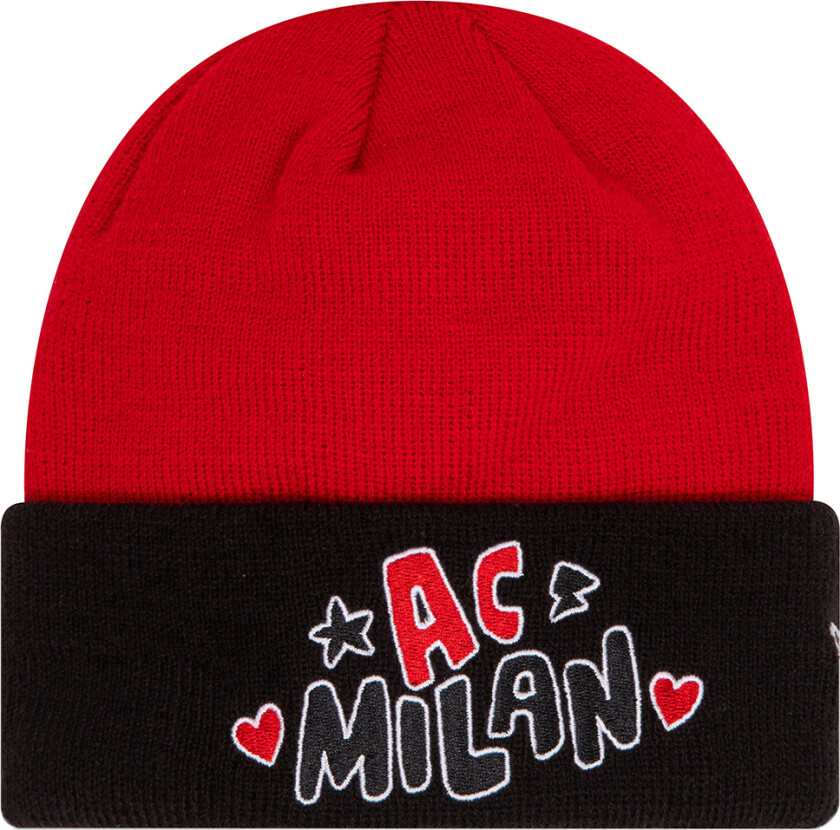 Lue - Strikk - AC Milan - Rød/Svart - - 12-16 år (152-176) - Lue