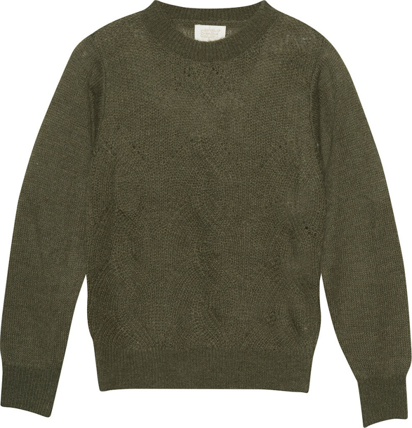 Genser - Strikk - Olive Natt m. Hullmønster - - 13-14 år (158-164) - Genser