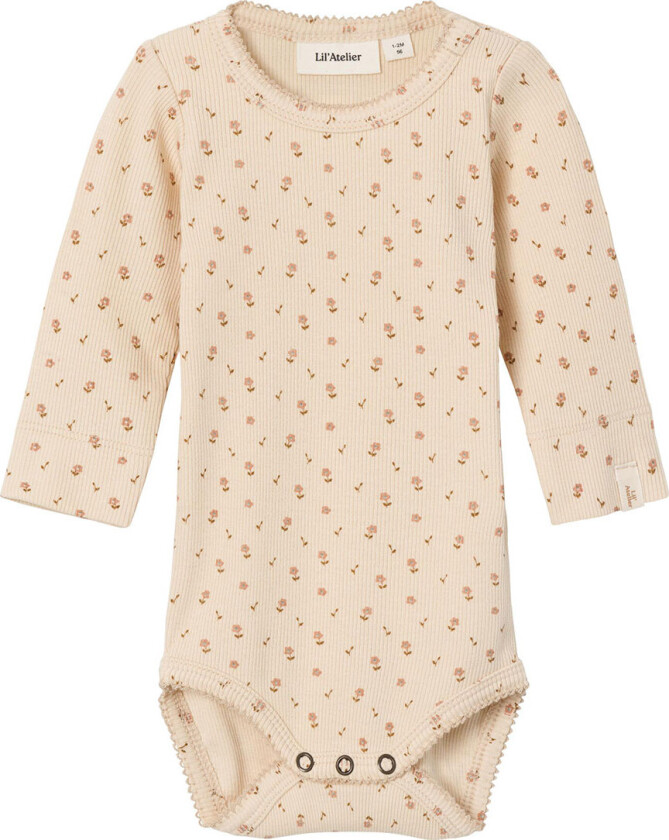 Lil' Atelier Body L/æ - NbfGago - Noos - Tåke m. Blomster - Lil Atelier - 74 - Langermet Body