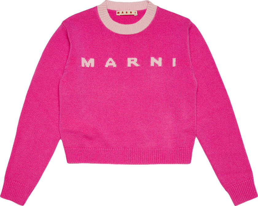 Genser - Kreppet - Ull - Rosa m. Rosa - - 8 år (128) - Genser