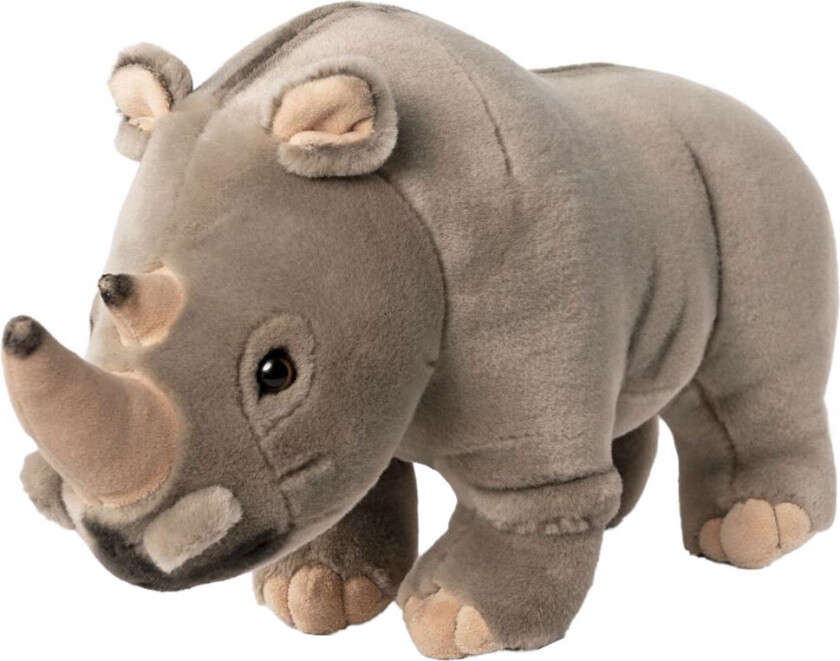 Kosedyr - 36x19 cm - Hvit Neshorn - Grå - - OneSize - Kosedyr