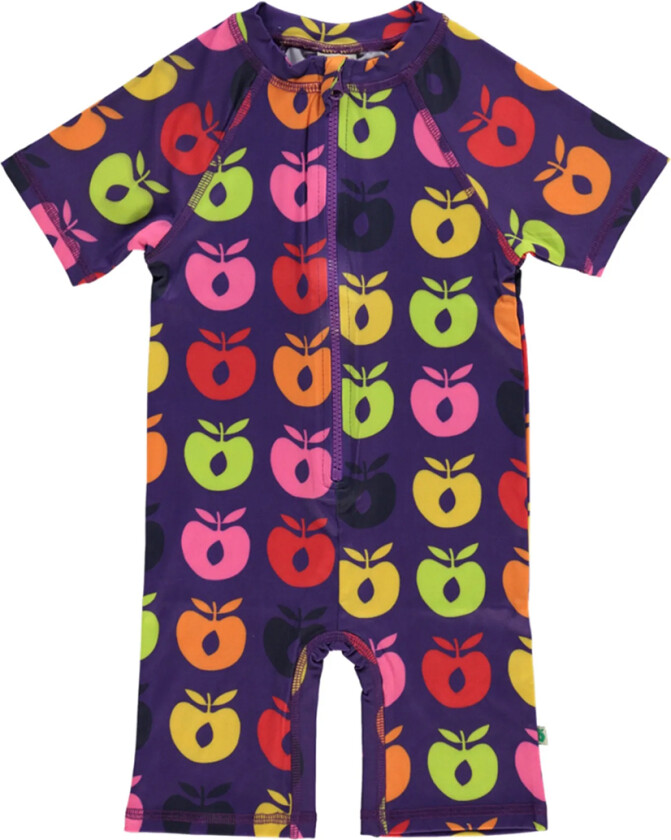 Badedrakt - UV50+ - Purple Heart m. Retro Epler - - 2-3 år (92-98) - Badetøy