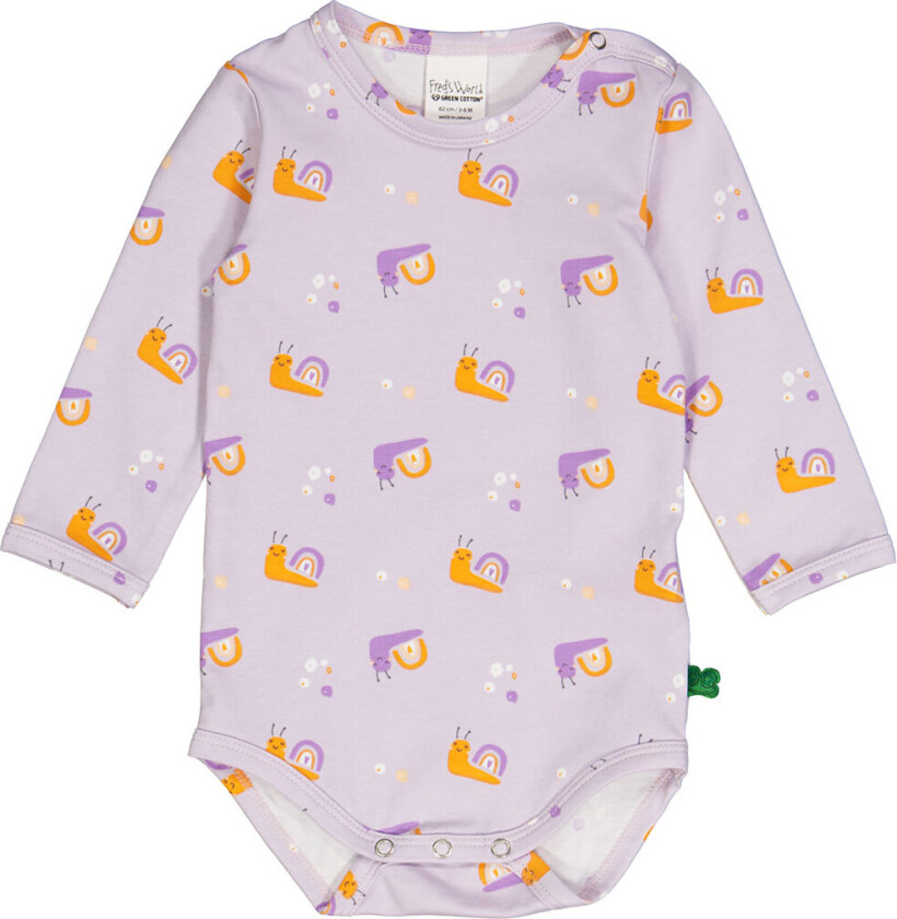 Body L/Æ - Snegl - Lavender - - 1 år (80) - Langermet Body
