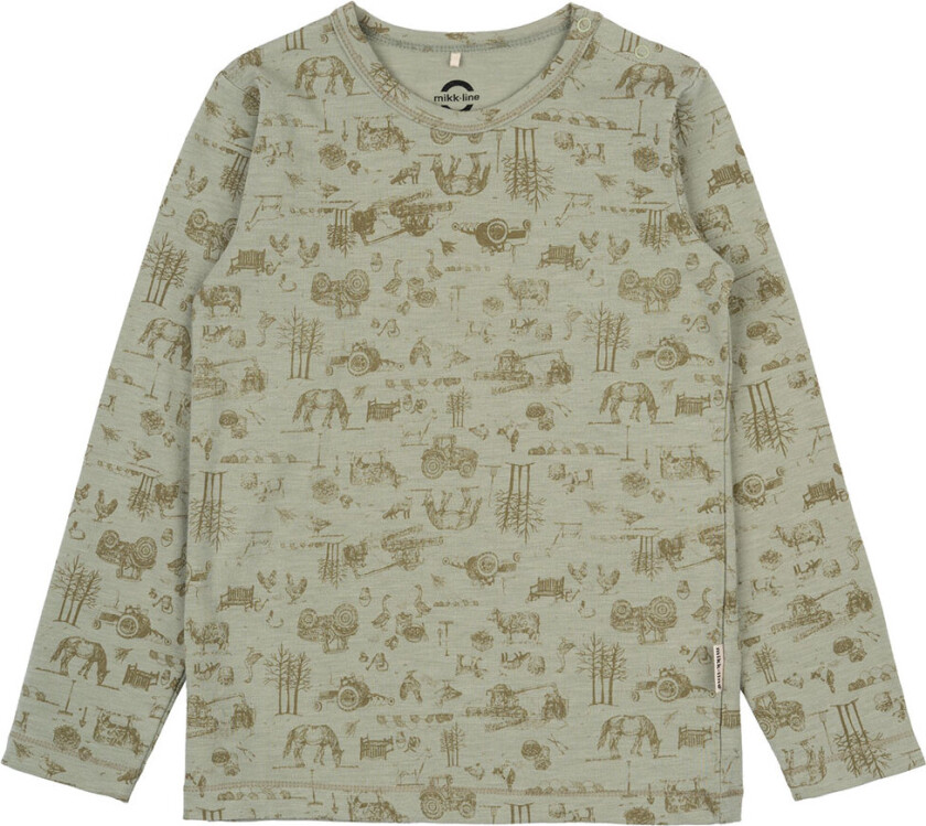 Genser - Ull/Bambus - Desert Sage m. Trykk - - 74 - Genser